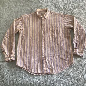 L.L. Bean Beige and Blue Striped Casual Shirt